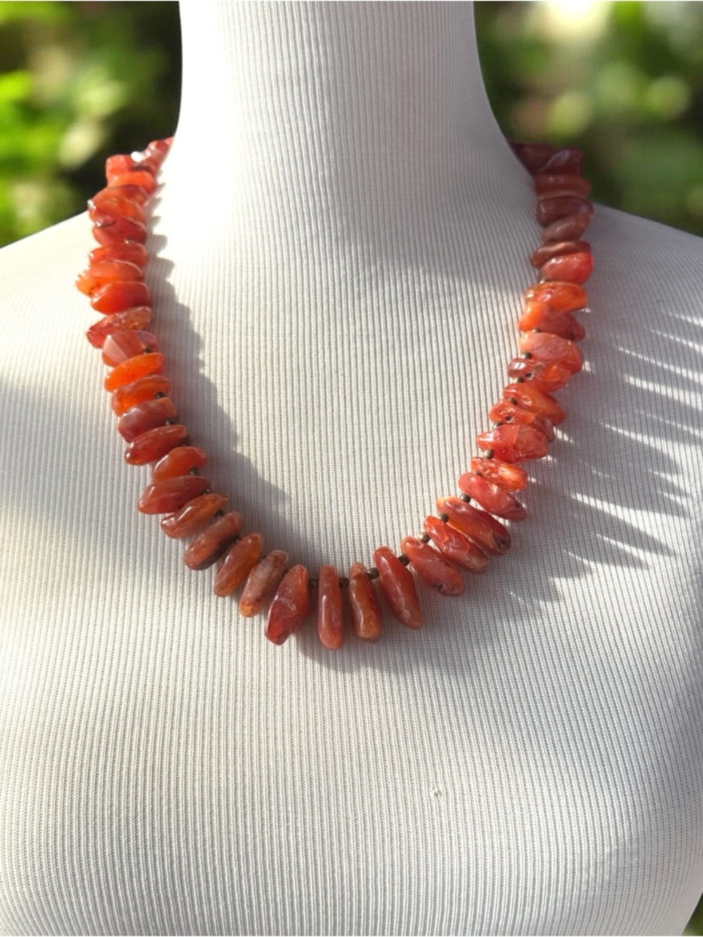 Vintage Carnelian Agate Nugget Chip Beaded Necklace Graduated - 23" 198 Grams